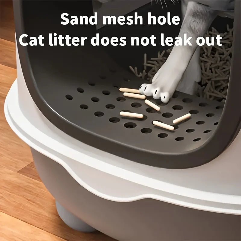 1pc 40lbs/18kg Cat Litter Box - Spacious, Foldable, Top-Entry Design, Anti-Splash &Odor-Control, ldeal for Multi-Cat Homes