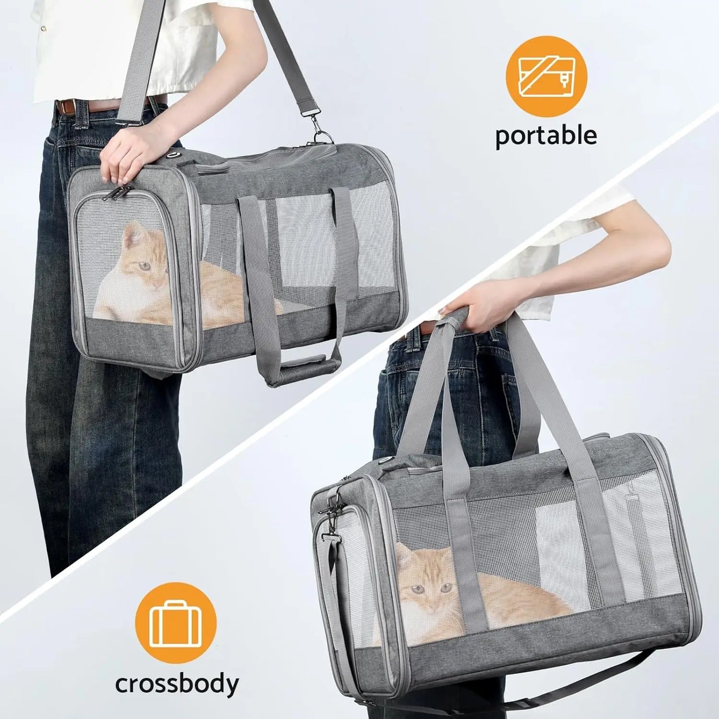 Airline Approved Pet Carrier for Cats Dogs Soft Travel Bag with Breathable Honeycomb Board,Removable Support Board for Vet