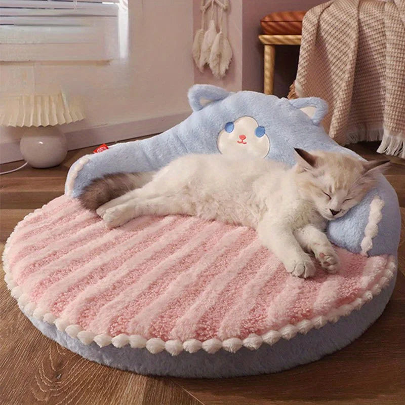Soft Durable Round Cat Bed For Small Dogs And Cats - Removable Pet Mat And Mattress For Indoor And Outdoor Use