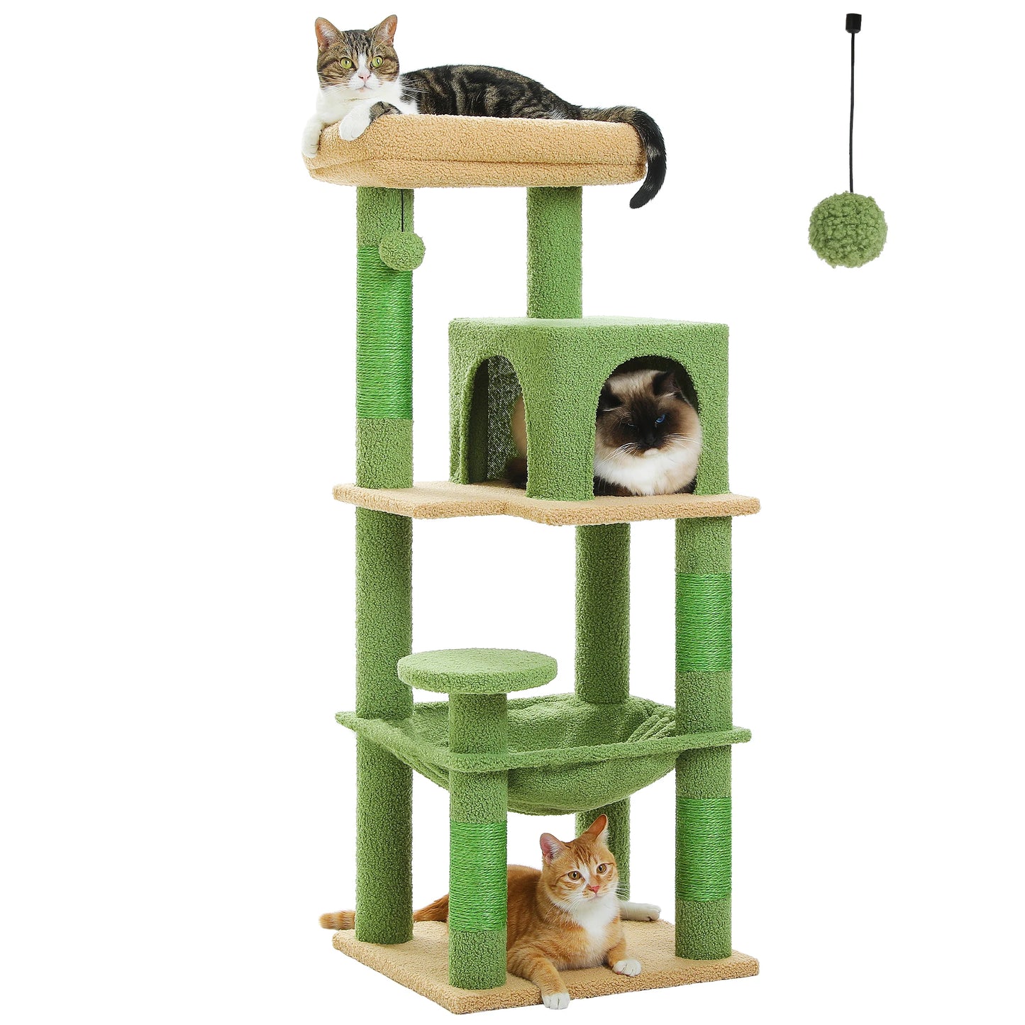 Multi-Level Cat Tree for Indoor, Large Cat Tower with Sisal Scratching Post, Large Condo, Cat Scratcher, Cat Toys, 6 Colors