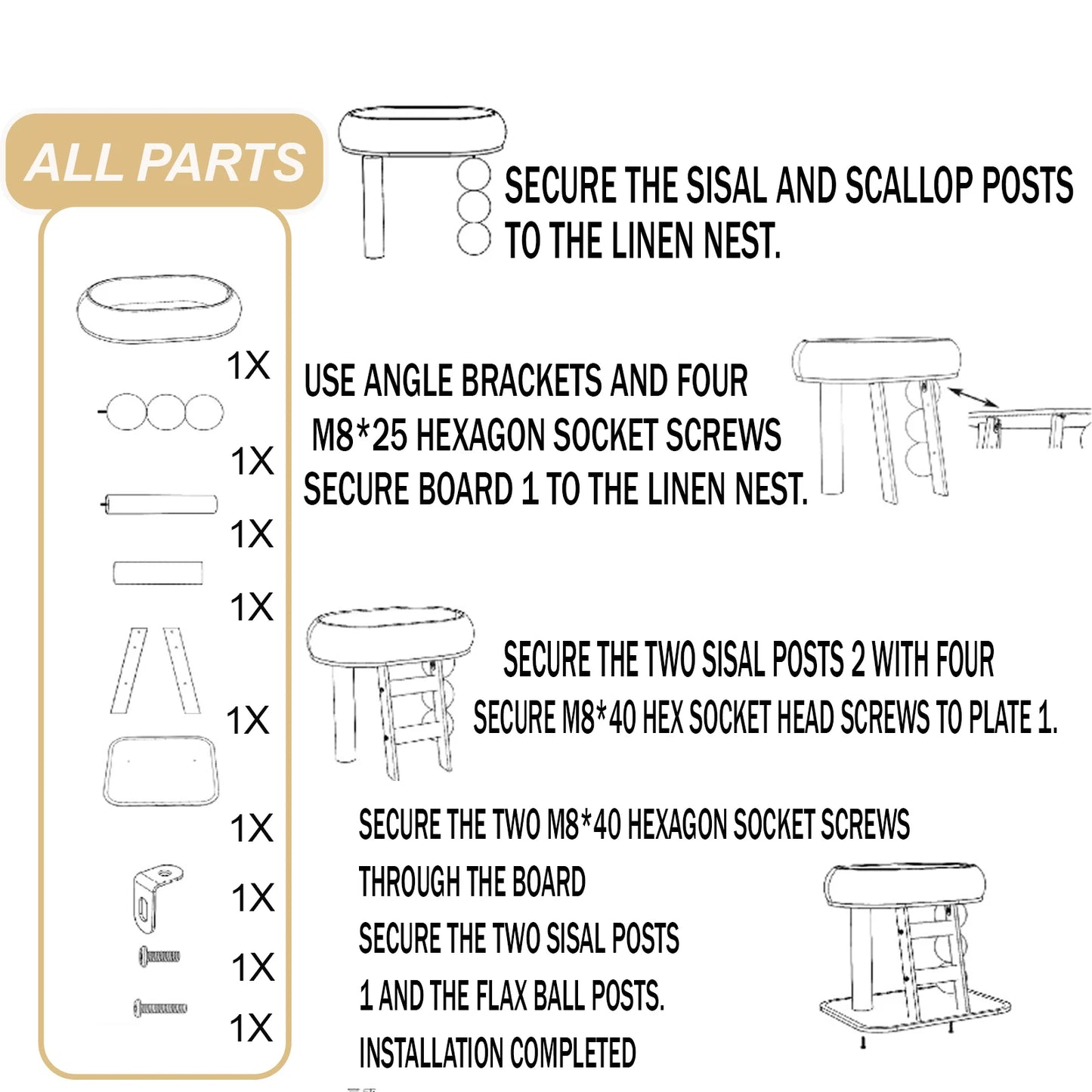 Large Indoor Cat Climbing Frame, Tower Bed with Ice Mat, Hanging Sisal Ball, Suitable for Kittens and Adult Cats