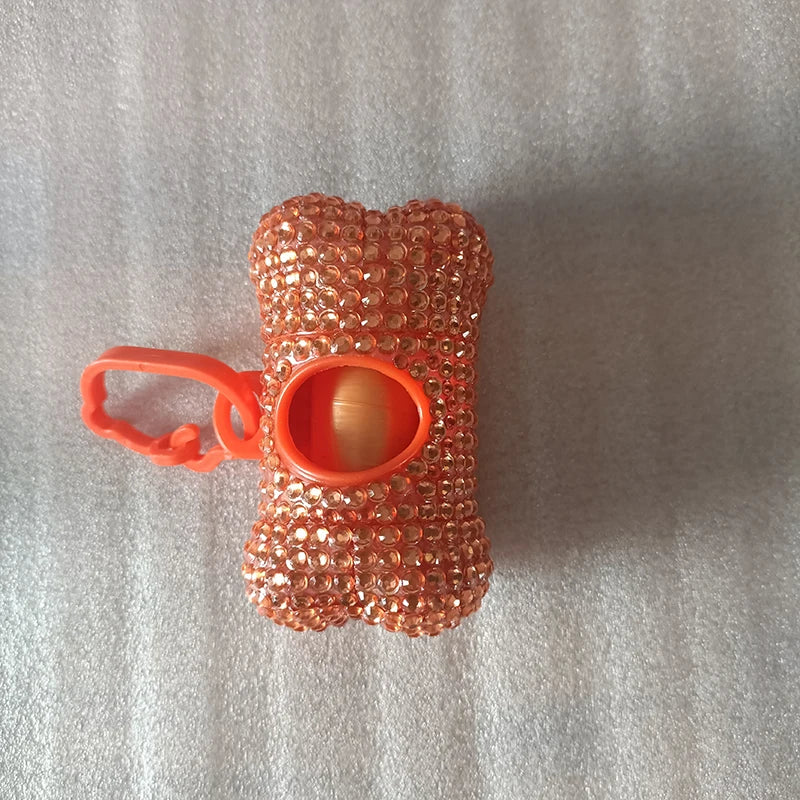 Mini Rhinestone Pet Garbage Bag Dispenser Dog Poop Garbage Stand Portable Cat Poop Storage Box Animals Articles Dog supplies