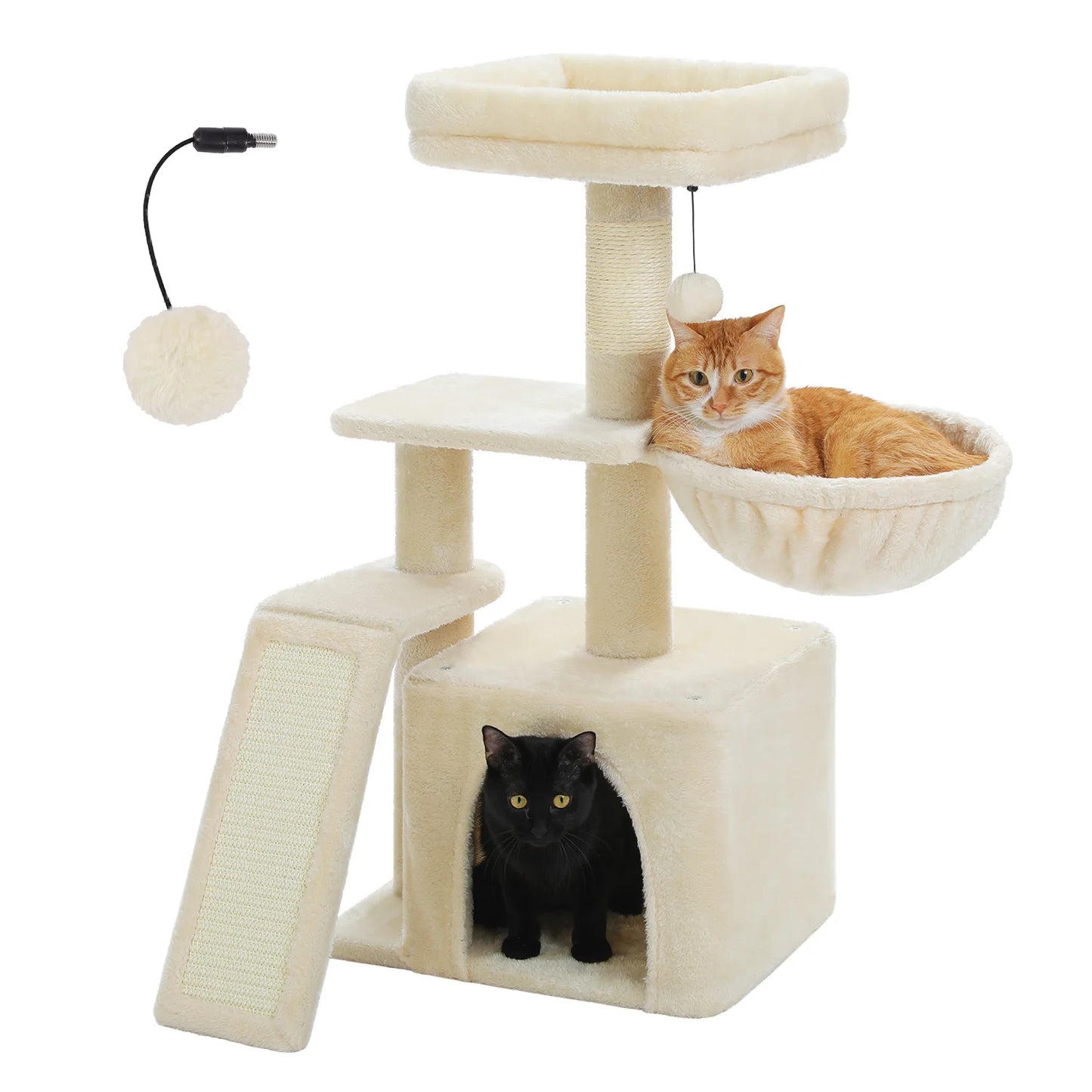 Small Cat Tree Cat Tower with Natural Sisal Scratching Post,Spacious Top Perch,Privite Cat Condo Perfect for Indoor Cats,Cat Toy