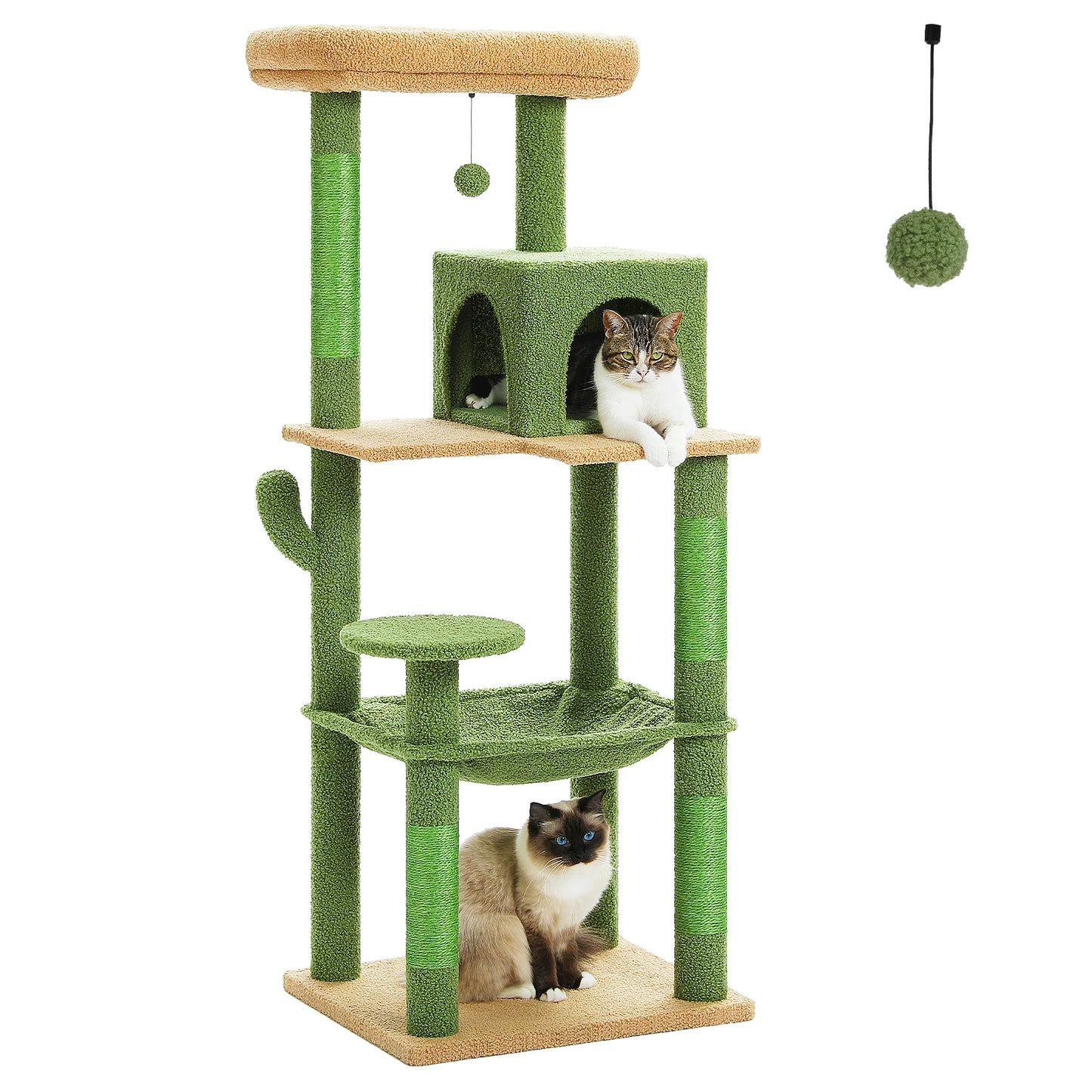 Cat Tree for Indoor Cats 5-Level Cat Tower for Large Cats with Large Hammock Sisal Covered Scratching Posts Cozy Condo Top Perch