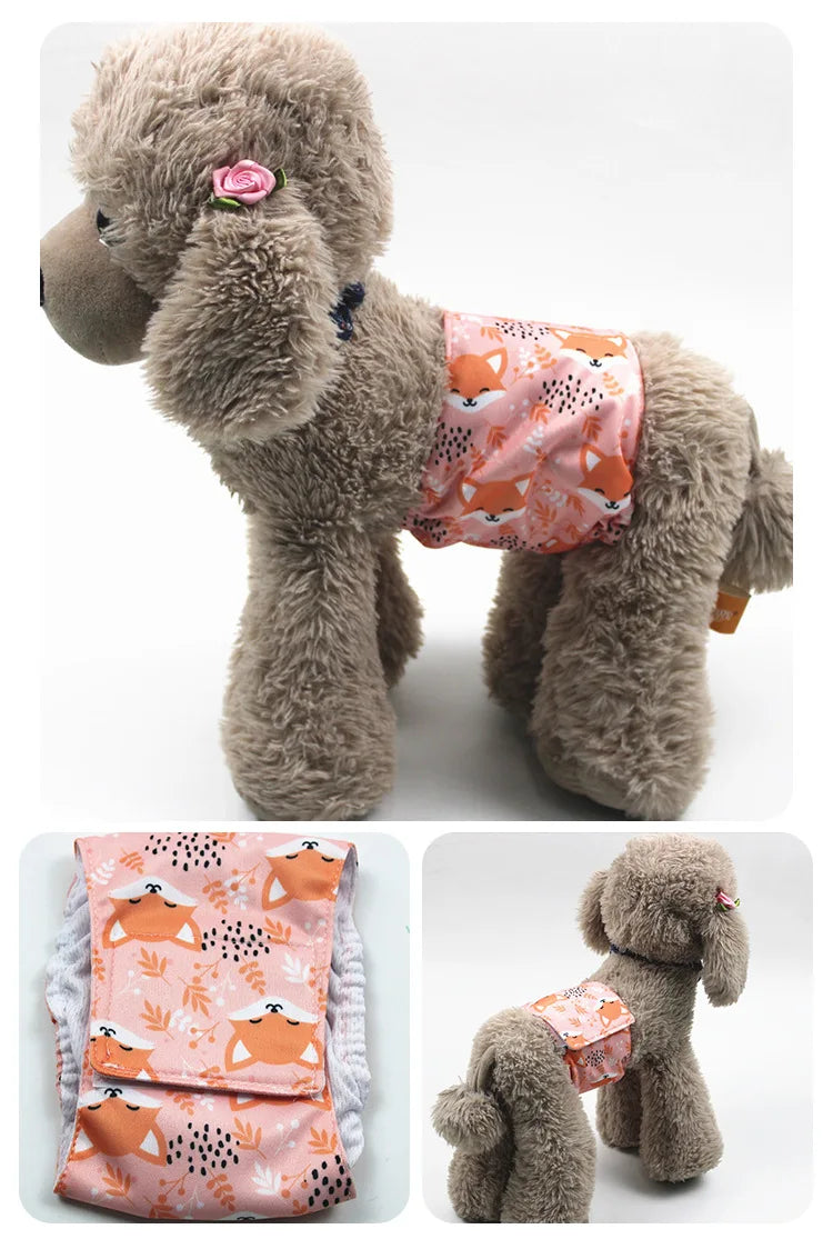 Cartoon Reusable Animals Pet Dog Male Dog Physiological Pant Adjustable Sanitary Underwear Belly Wrap Band Cotton Diaper Puppy