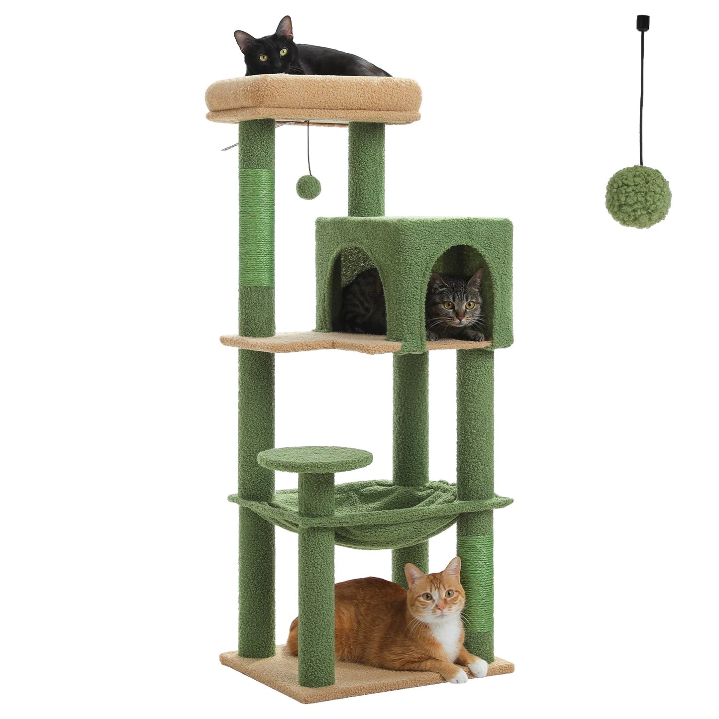 Cat Tree for Indoor Multi-Level Cat Tower with Scratching Posts Cozy Hammock Top Perch Large Cat Condo Cat Toys Cat Accessories