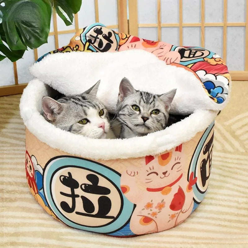 New Pet Dog Cat House Kennel Super Large Instant Noodle Warm Dog Cat Nest Beds Cushion Cup Cozy Nest