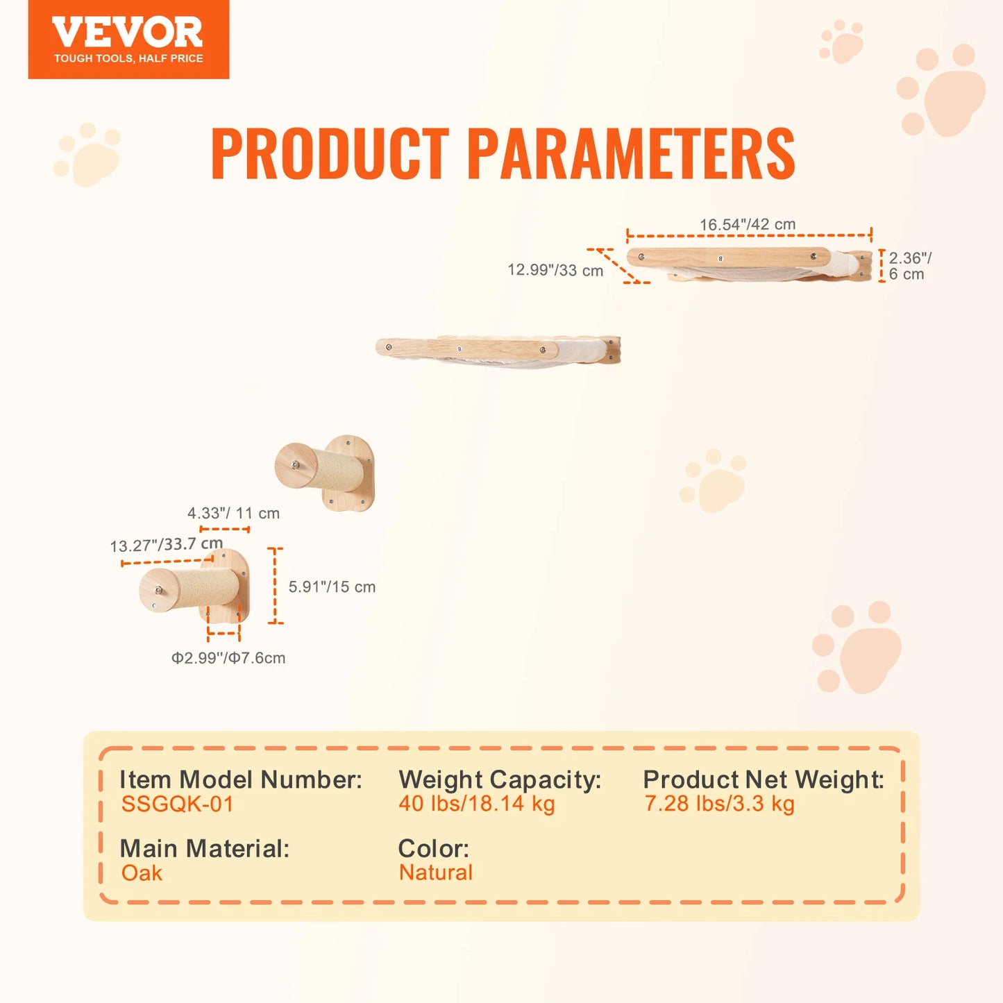 SucceBuy Wall Mounted Cat Shelves Cat Wall Shelves and Perches with Jumping Boards Hammocks & Cat Tree Cat Furniture and Shelves