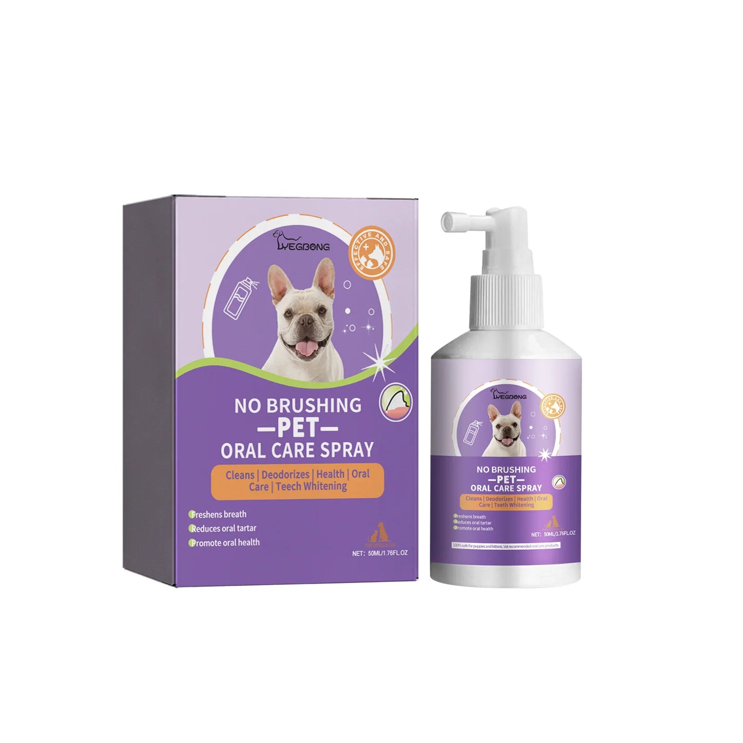 Yegbong Pet Oral Cleaning Spray Dogs Cats Mouth Fresh Deodorant Remove Tartars Bad Breath Removal Health Care Pet Odor Cleaner