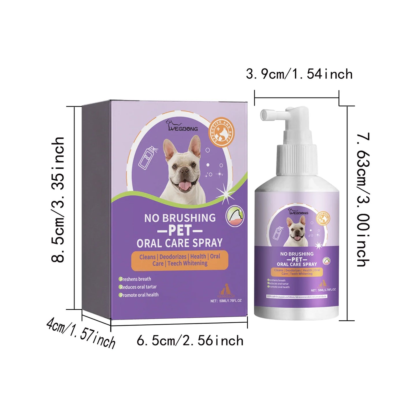 Yegbong Pet Oral Cleaning Spray Dogs Cats Mouth Fresh Deodorant Remove Tartars Bad Breath Removal Health Care Pet Odor Cleaner