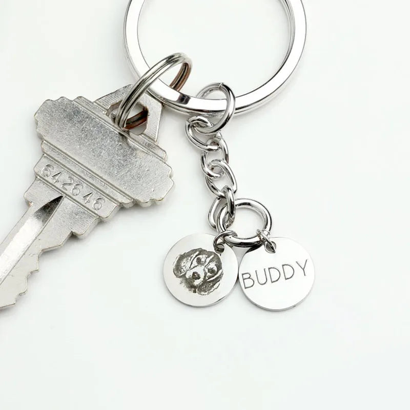 Personalized Pet Portrait Keychain Pet Lovers Gift Dog Best Friend Gift Portrait Keychain Dog Mom Pet Gift Fathers Day Gift