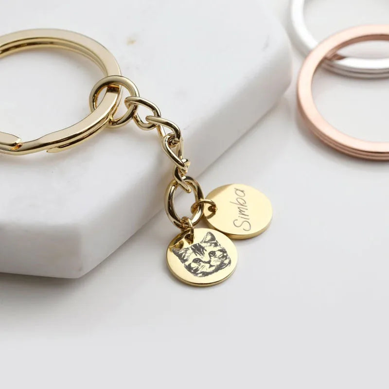 Personalized Pet Portrait Keychain Pet Lovers Gift Dog Best Friend Gift Portrait Keychain Dog Mom Pet Gift Fathers Day Gift