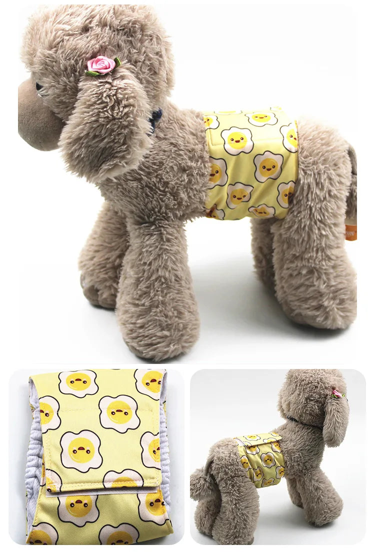 Cartoon Reusable Animals Pet Dog Male Dog Physiological Pant Adjustable Sanitary Underwear Belly Wrap Band Cotton Diaper Puppy