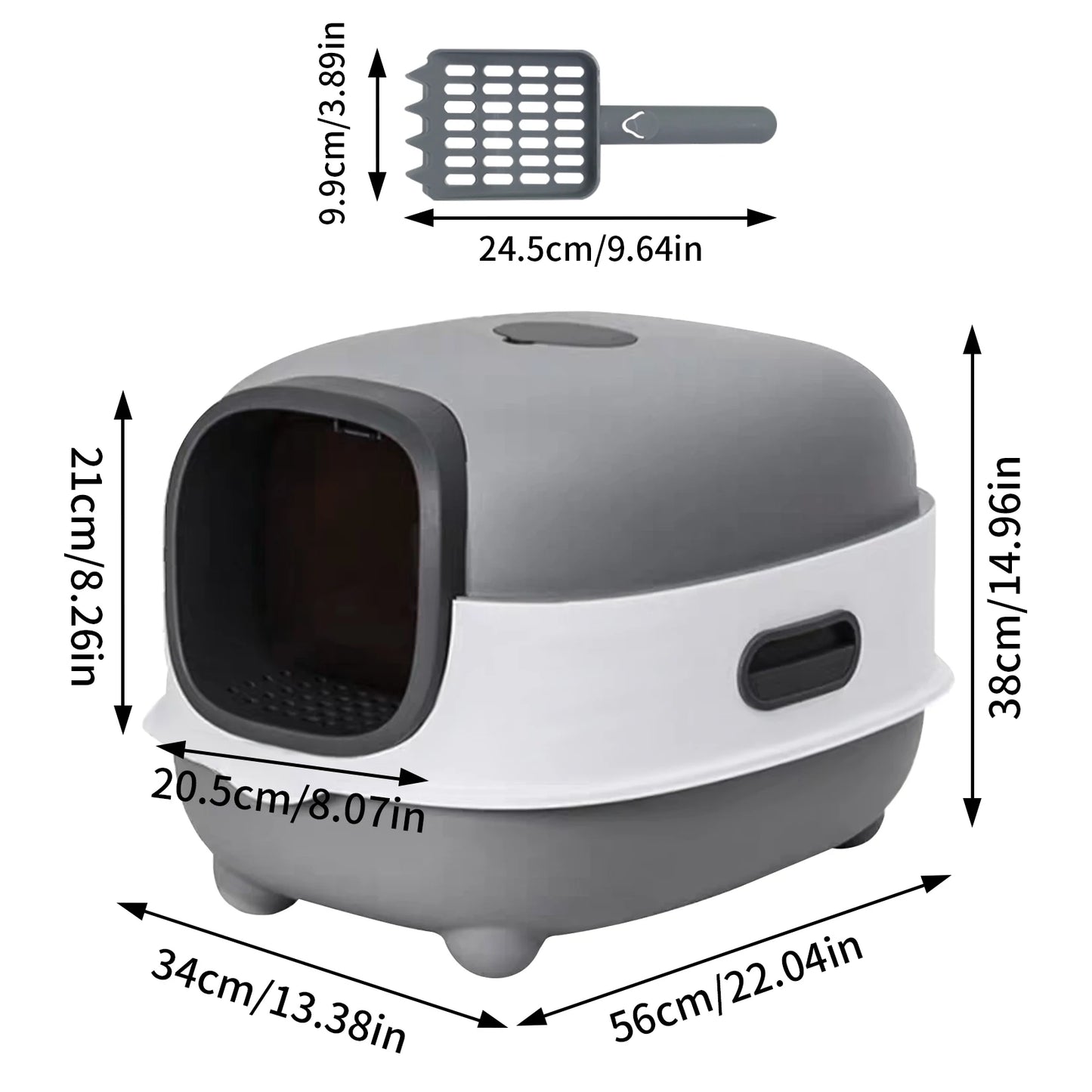 Large Cat Litter Box with Lid Splashproof Enclosed Potty Cat Toilet Scoop Easy to Clean for for Cats and Kittens