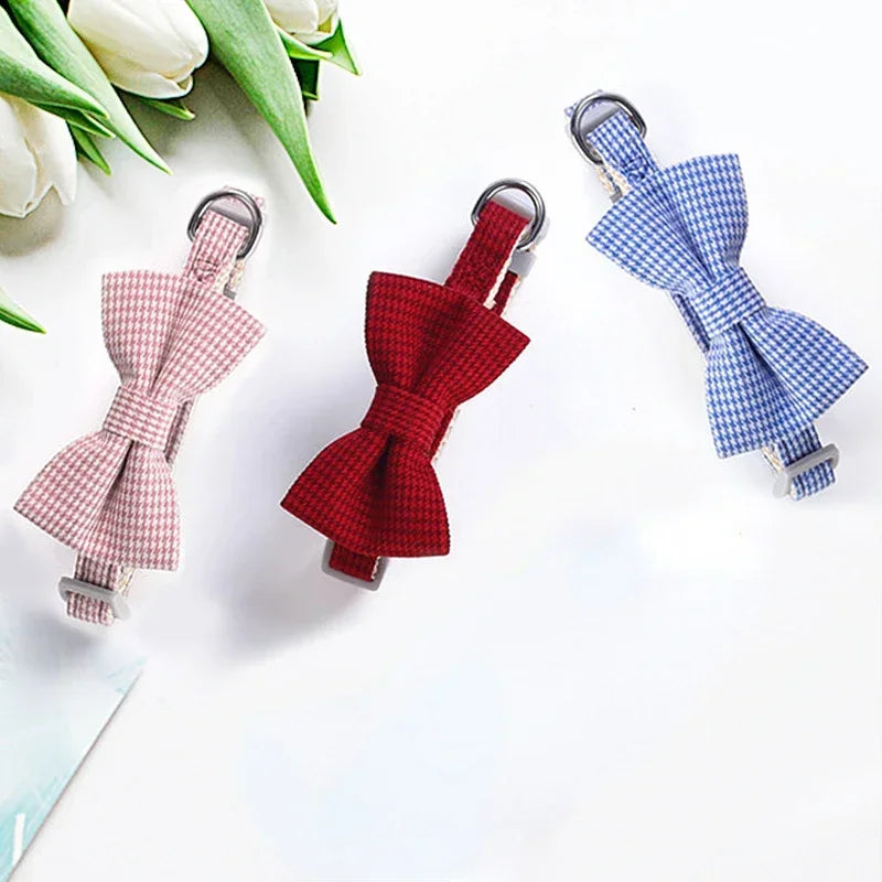 Cute Cat Collar with Bow Tie Adjustable Design Pet Dogs Cats Puppy Necklace Pet Supplies