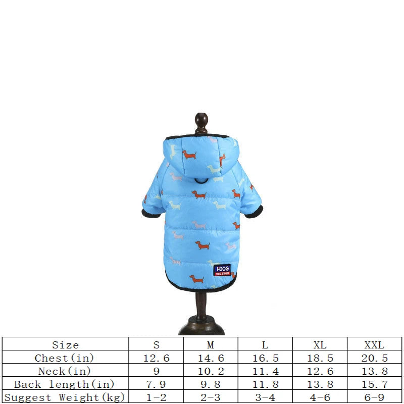 Hot Printed Cotton Down Jacket Autumn Winter Clothes For Dogs With Leash Ring Thicken Hoodie For Small Medium Dogs Puppy