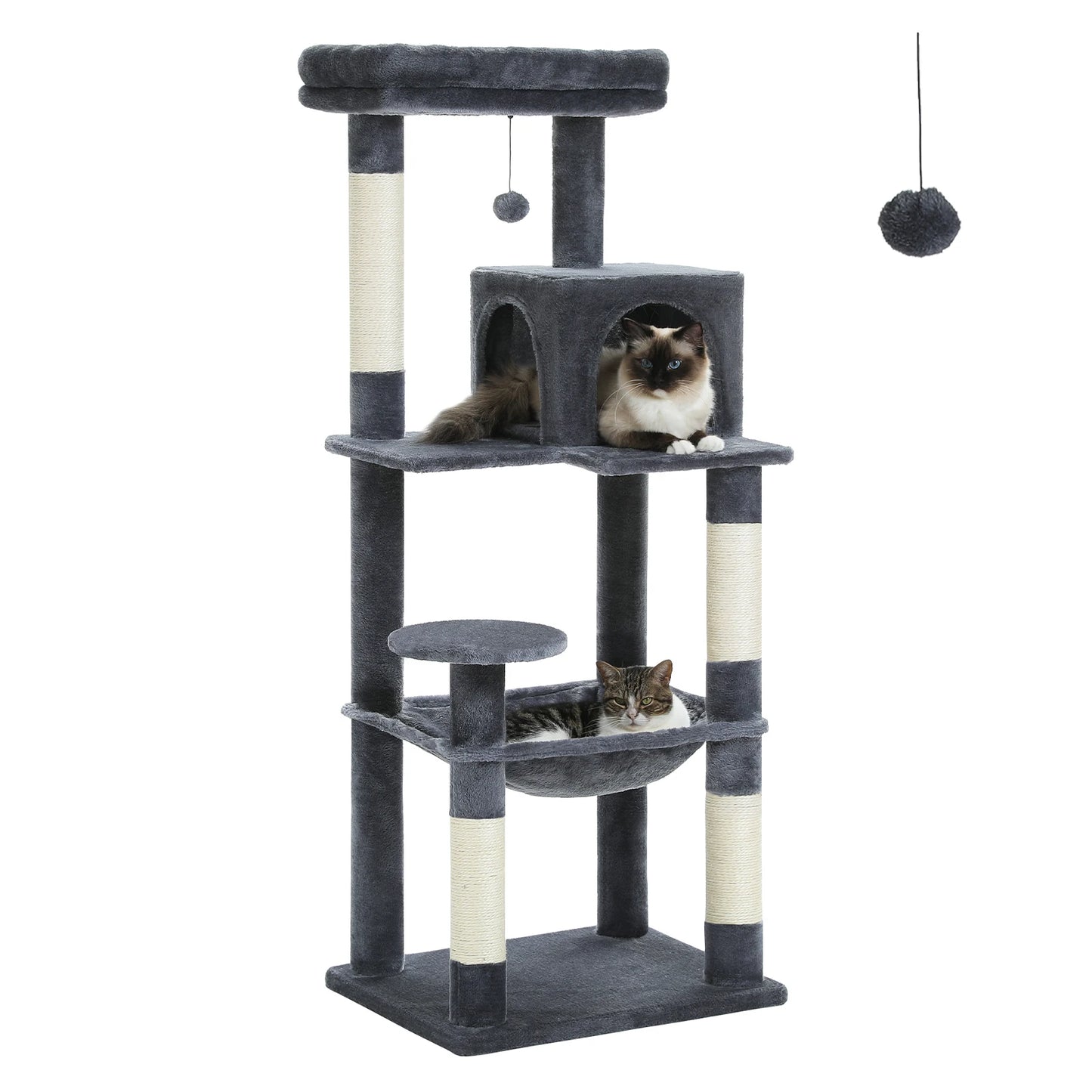 Multi-Level Cat Tree for Indoor, Large Cat Tower with Sisal Scratching Post, Large Condo, Cat Scratcher, Cat Toys, 6 Colors