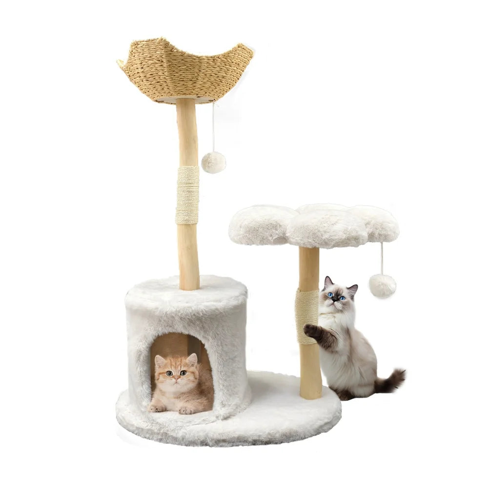 Large Cat Tree Tall Cat Tower for Indoor Cats Multi-Level Plush Cat Condo with Scratching Posts Scratching Boards Perches Caves