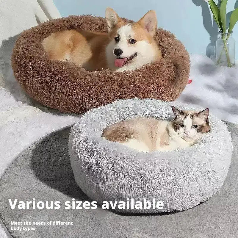 Home Plush Pet Nest Winter Cat Nest Dog Nest Warm Detachable and Washable Round Cat Nest Pet Bed Seasonal Universal Decoration