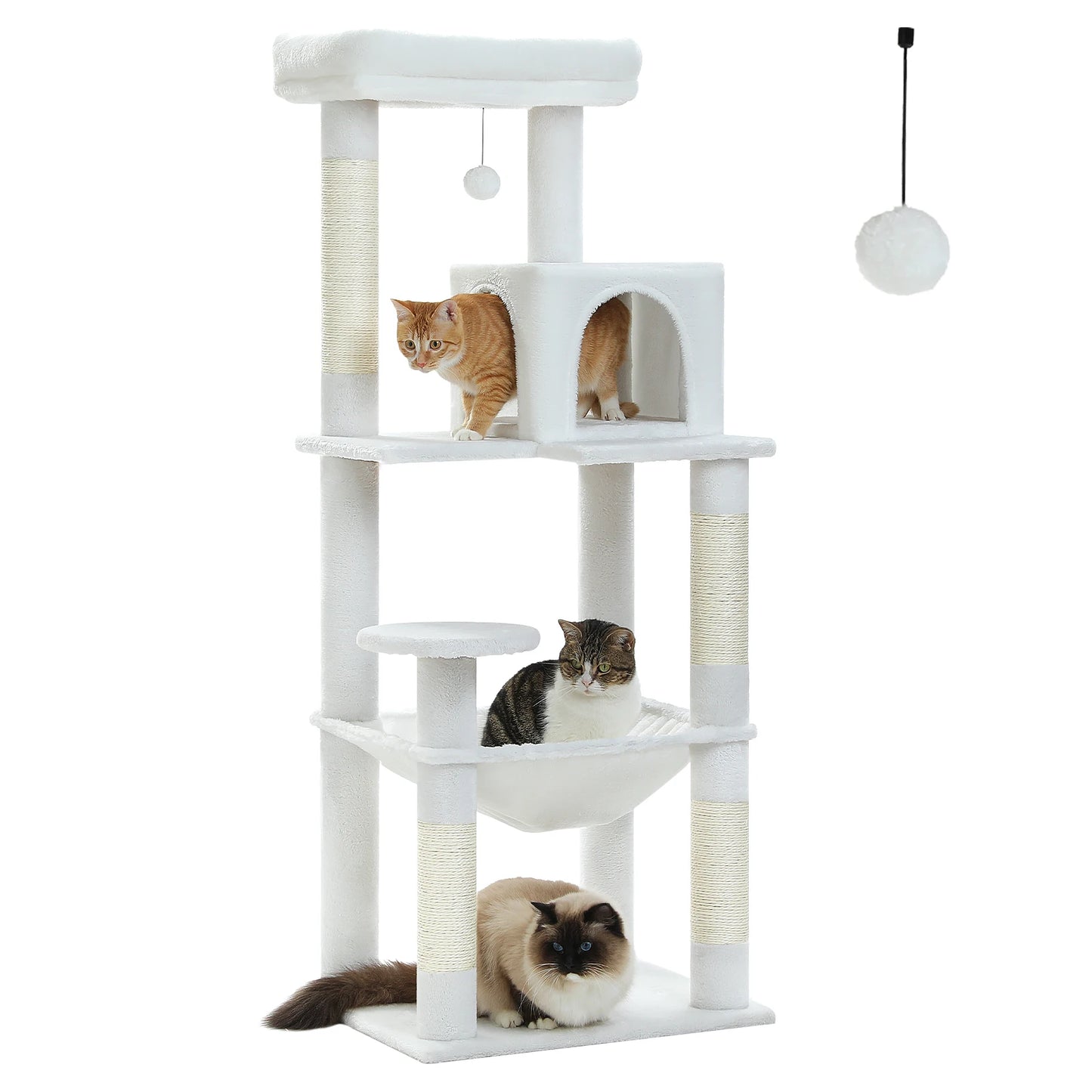 Multi-Level Cat Tree for Indoor, Large Cat Tower with Sisal Scratching Post, Large Condo, Cat Scratcher, Cat Toys, 6 Colors