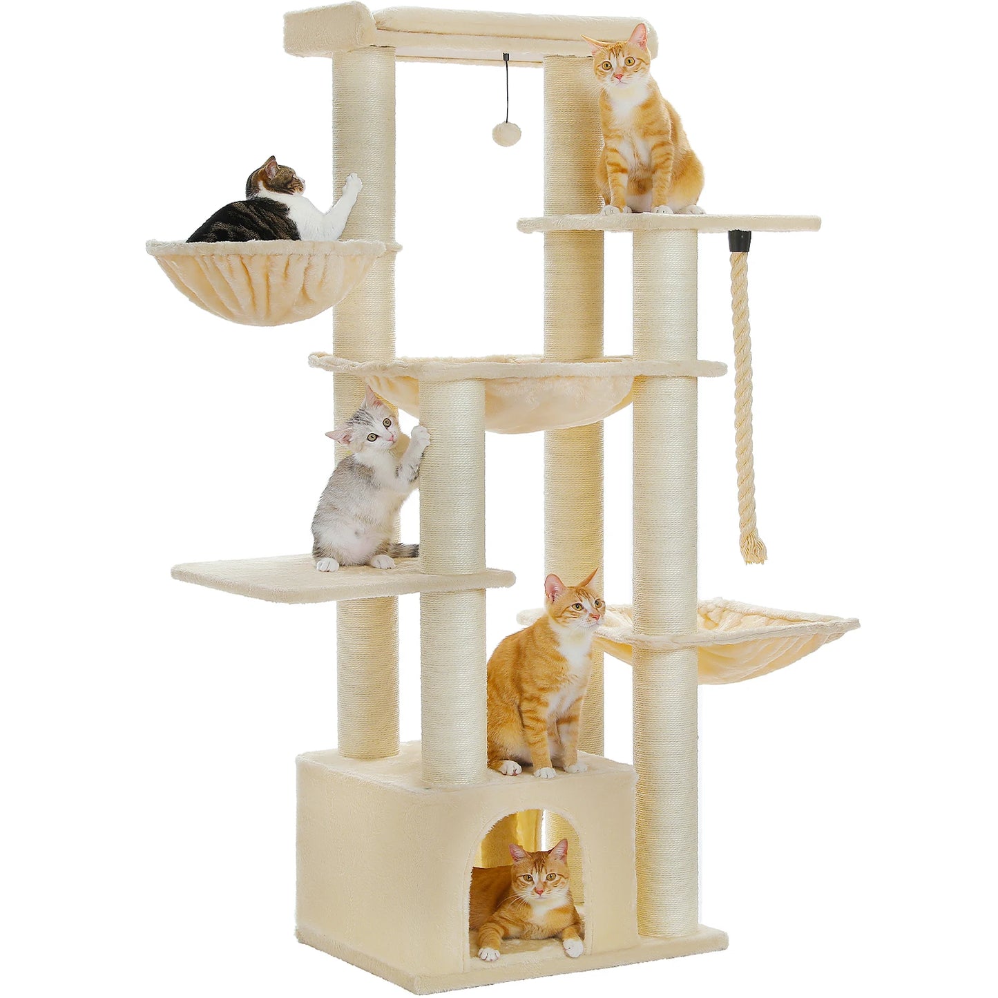 Large Cat Tree for Big Cats Robust Cat Tower with Several Levels Cat House Climbing Tree with Hammock 11 Sisal Posts Large Perch