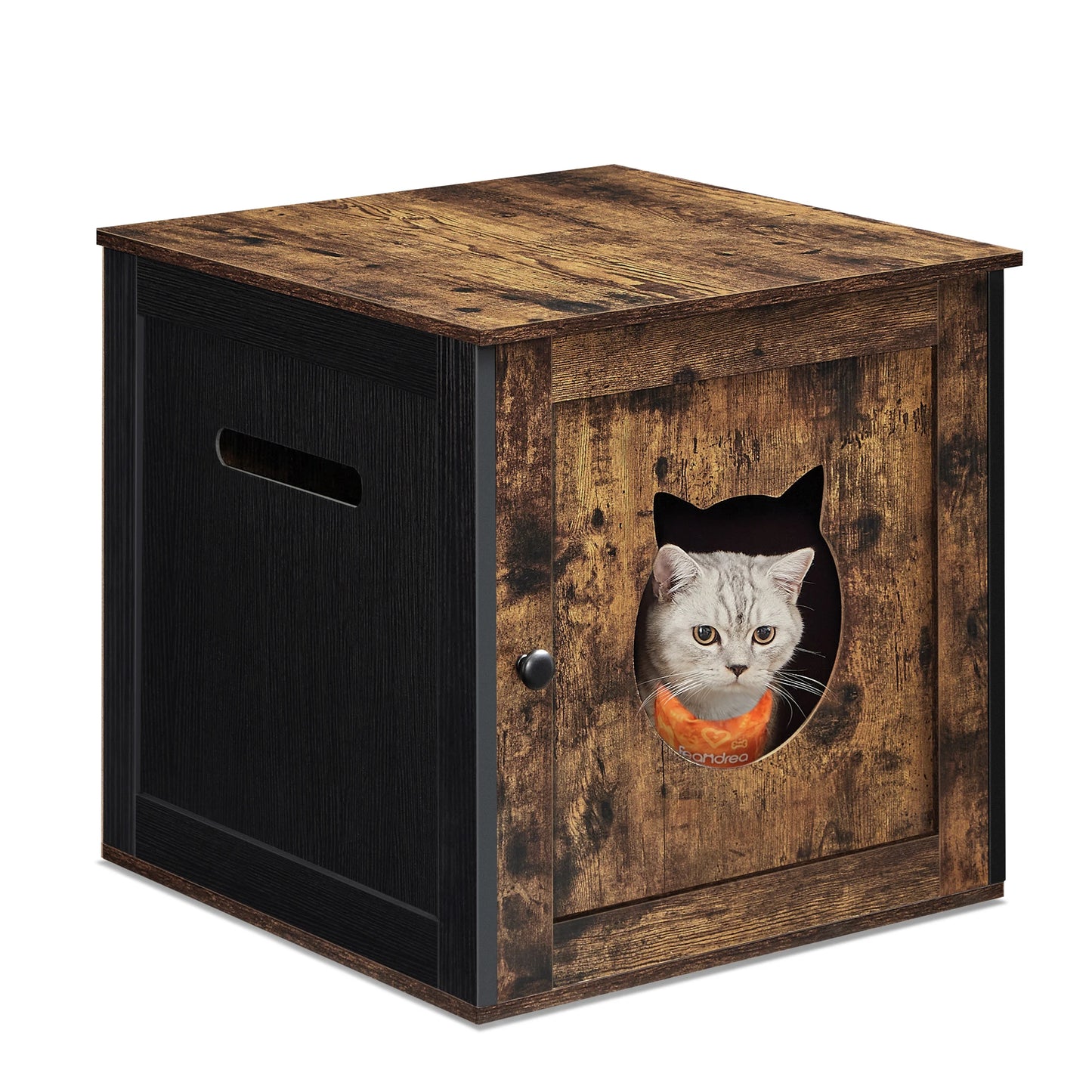 Feandrea Cat Litter Box Furniture, Hidden Litter Box Enclosure Cabinet with Single Door, Indoor Cat House, End Table, Nightstand