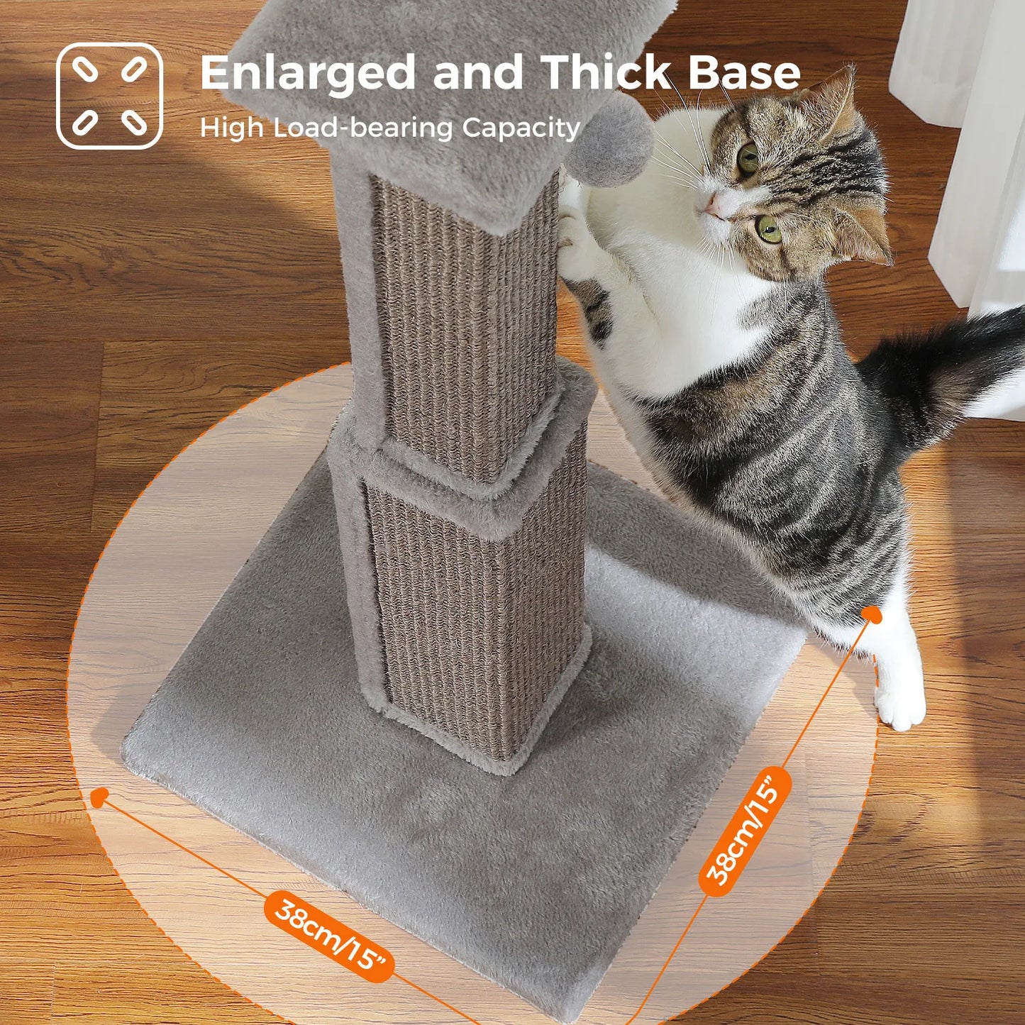80CM Pet Cat Tree Scratching Post for Indoor Plush Top Perch Stable Durable with Ball Black Natural Sisal Protecting Furniture