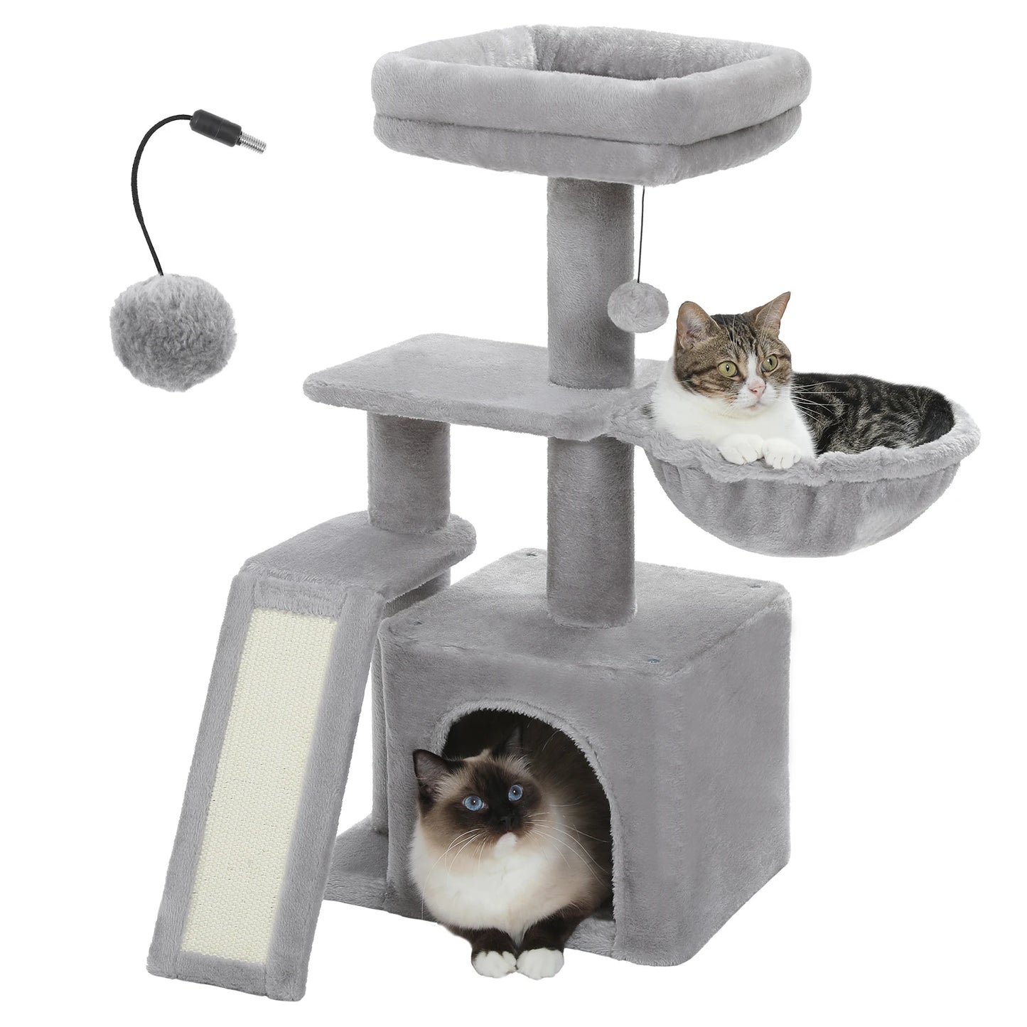 Small Cat Tree Cat Tower with Natural Sisal Scratching Post,Spacious Top Perch,Privite Cat Condo Perfect for Indoor Cats,Cat Toy