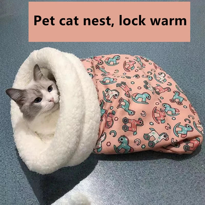 New Autumn and winter warm cat nest closed cat bed cute cat sleeping bag Christmas essential pet supplies