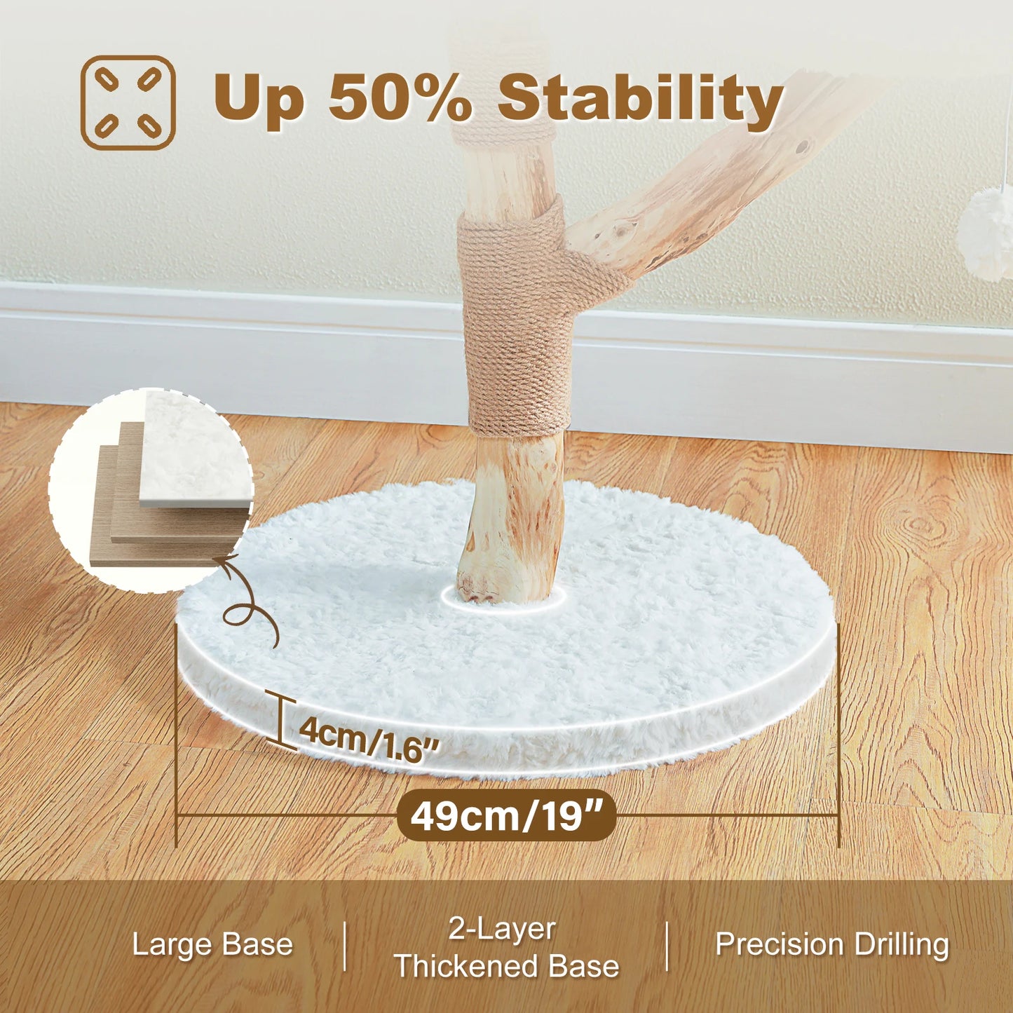 Wood Flower Cat Tree with 2 Perches Sisal Scratching Post Modern Cat Tower for Indoor Cats Luxury Boho Cat Furniture Cat Toys