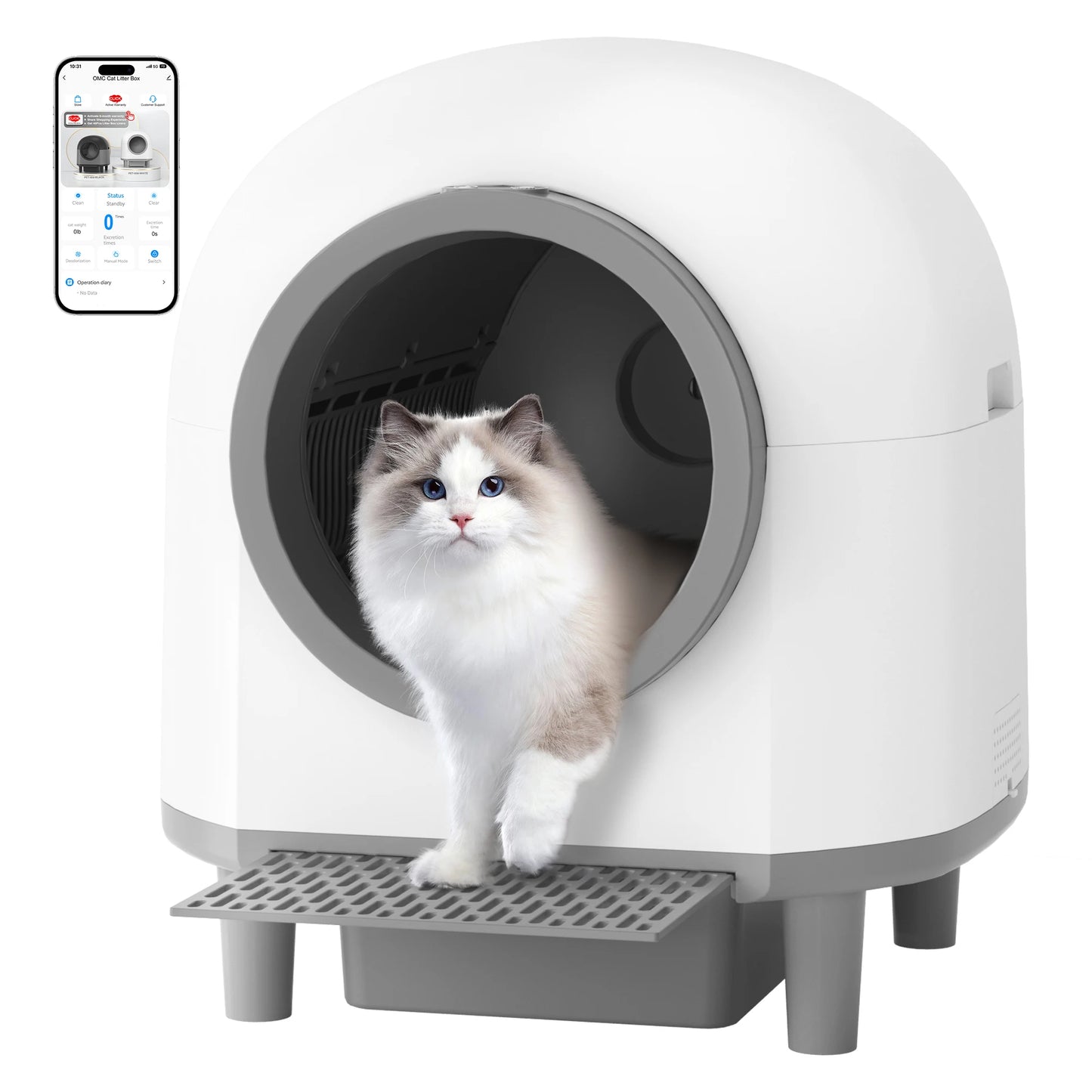 REDSASA Self Cleaning Automatic Cat Litter Box,110L Large Space Cat Smart Toilet with Stairs, Safety Protection, APP-Control