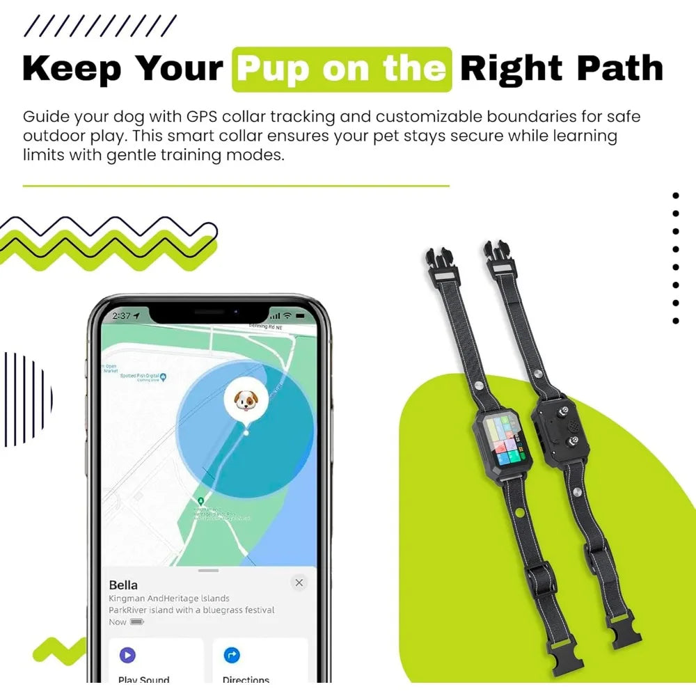 Customizable Invisible GPS Dog Collar Fence System, Waterproof LCD Collar & – Wireless Dog Fence, Wireless Pet Collar & App-Cont