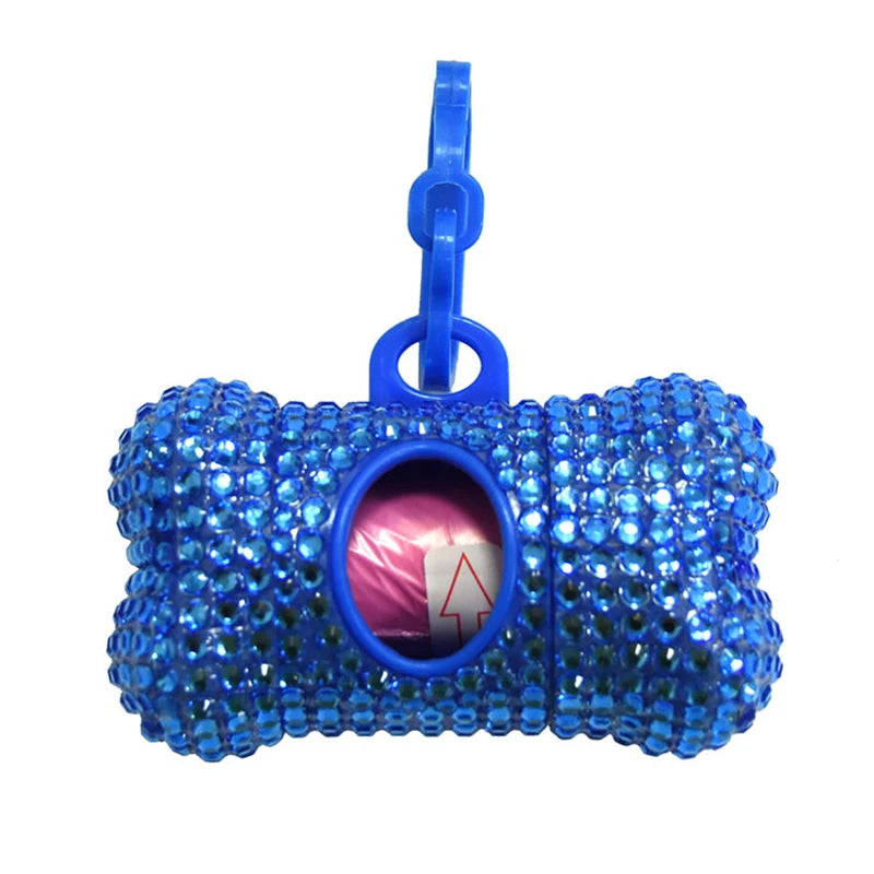 Mini Rhinestone Pet Garbage Bag Dispenser Dog Poop Garbage Stand Portable Cat Poop Storage Box Animals Articles Dog supplies