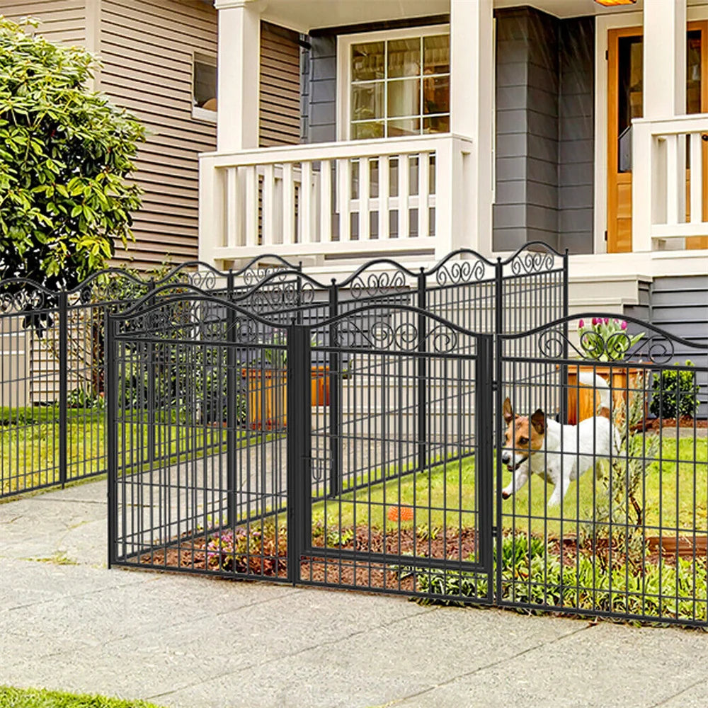 Heavy Duty Dog Playpen 8 Panels Pet Animal Dog Kennel Pen Fence Enclosure Cage Metal Camping Pet Puppy Run Fences Grid with Door
