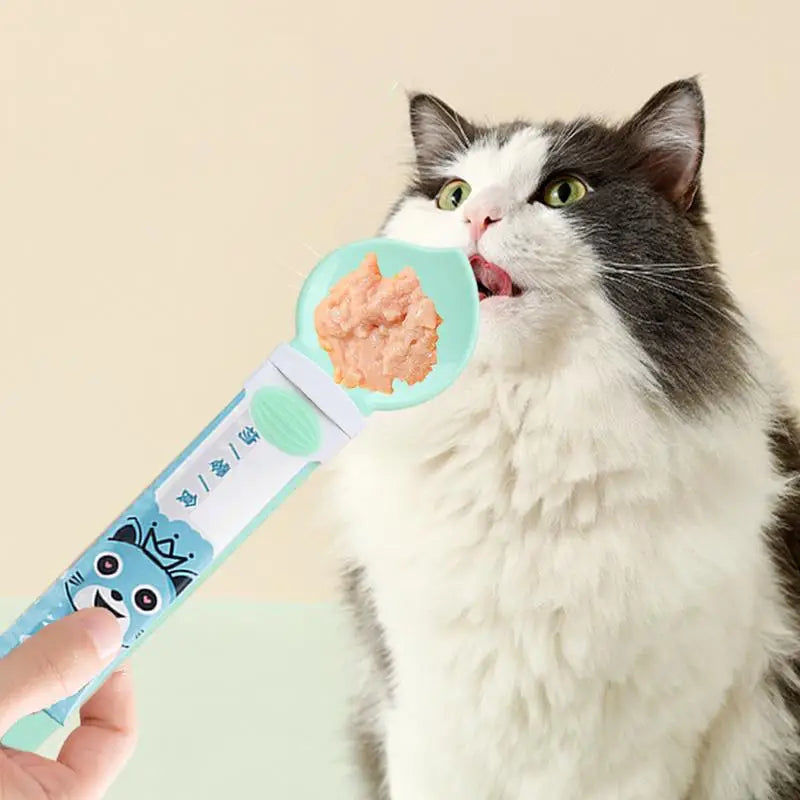 Pets Wet Treat Dispenser Cat Feeding Supplies 2 In 1 Cat Treat Spoon Squeeze Cat Strip Feeder For Cats Kitten Pets Dogs