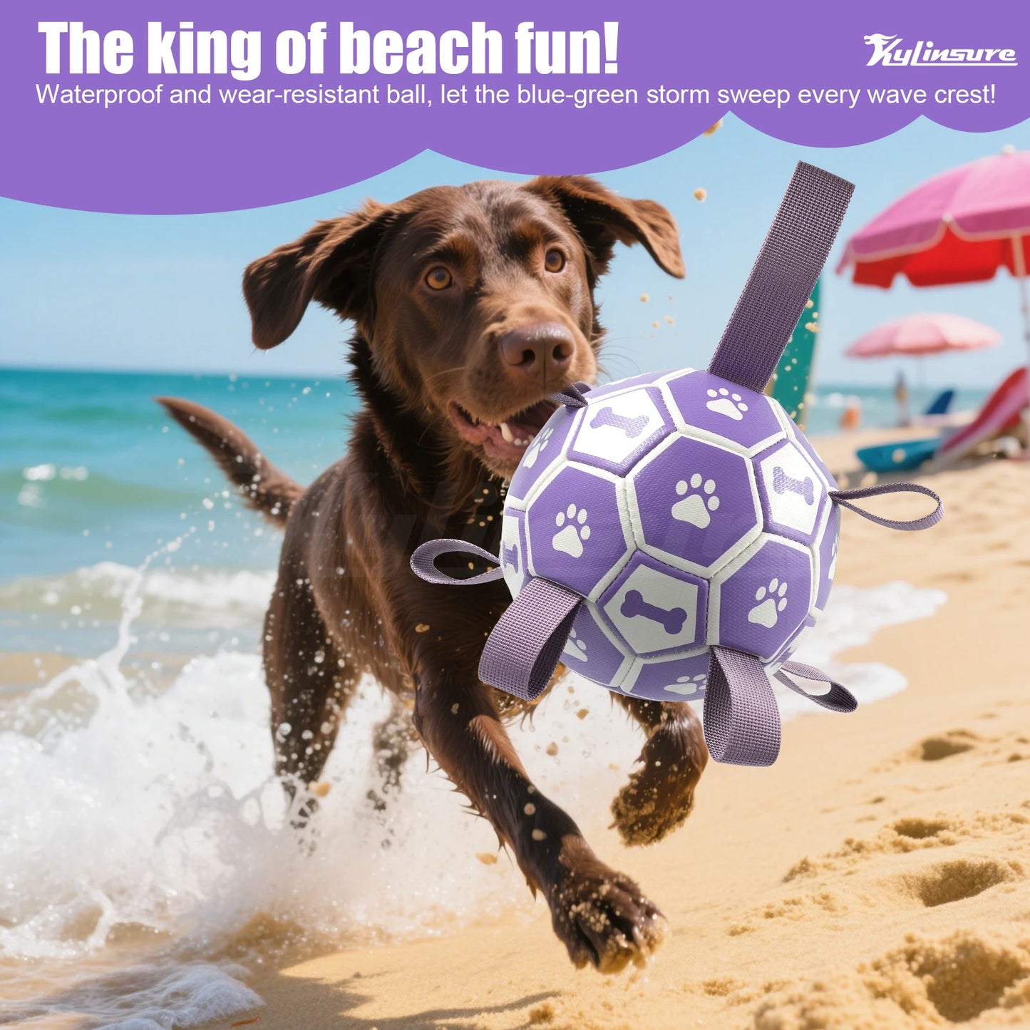 Dog Toys Soccer Ball with Straps, Interactive Dog Toys for Tug of War, Puppy Birthday Gifts, Water Toy, Durable Dogs Balls World