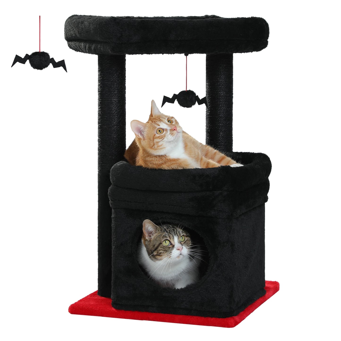 Cat Tree Cat Tower for Indoor Cats with Private Cozy Cat Condo Natural Sisal Scratching Posts and Plush Pom-pom for Small Cats
