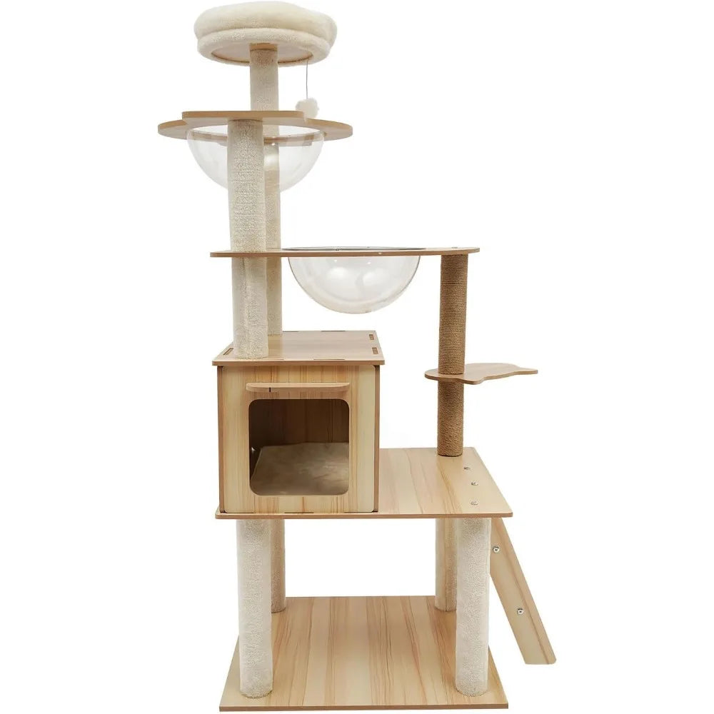 Cat Tree Tower for Indoor Cats 5-Tier Cat Tower Scratching Post Cat Climbing Frame with Climbing Steps and Swing Ball Pet Condo