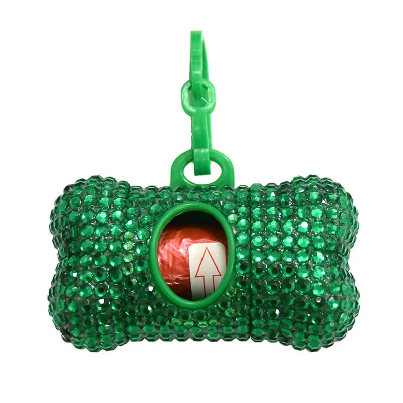 Mini Rhinestone Pet Garbage Bag Dispenser Dog Poop Garbage Stand Portable Cat Poop Storage Box Animals Articles Dog supplies