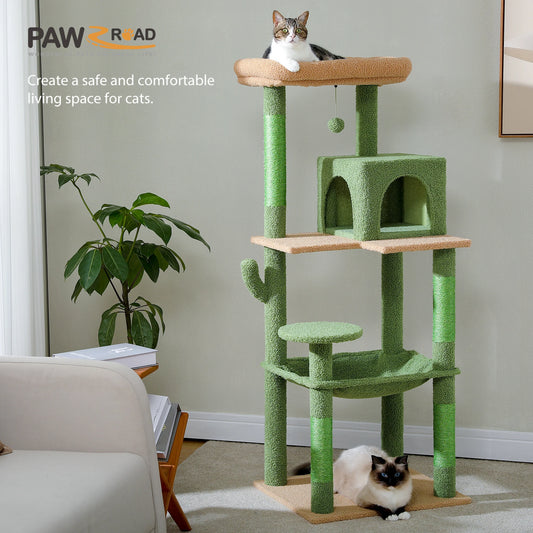 Multi-Level Cat Tree for Indoor, Large Cat Tower with Sisal Scratching Post, Large Condo, Cat Scratcher, Cat Toys, 6 Colors