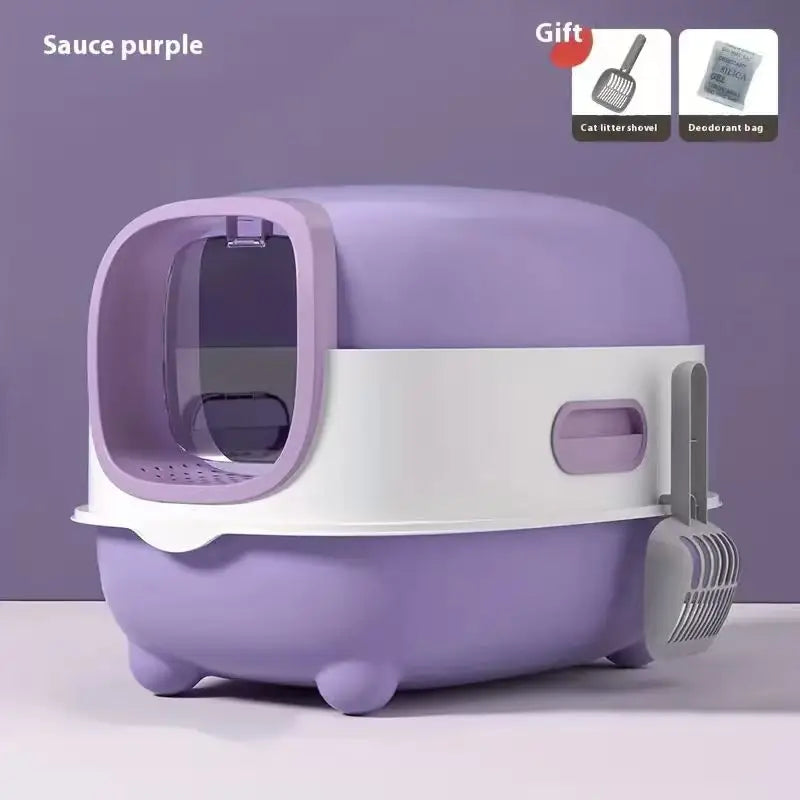 Enclosed Cat Litter Box Furniture - Extra Large Covered Design With Odor Control, High Privacy & Easy Clean