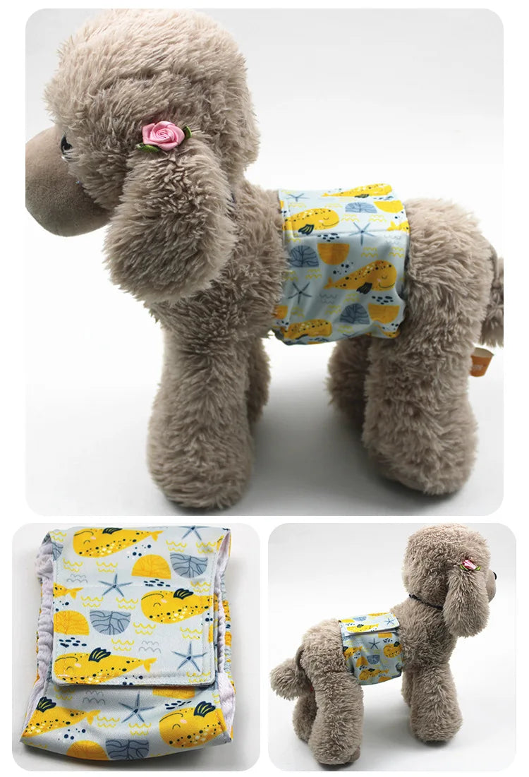 Cartoon Reusable Animals Pet Dog Male Dog Physiological Pant Adjustable Sanitary Underwear Belly Wrap Band Cotton Diaper Puppy