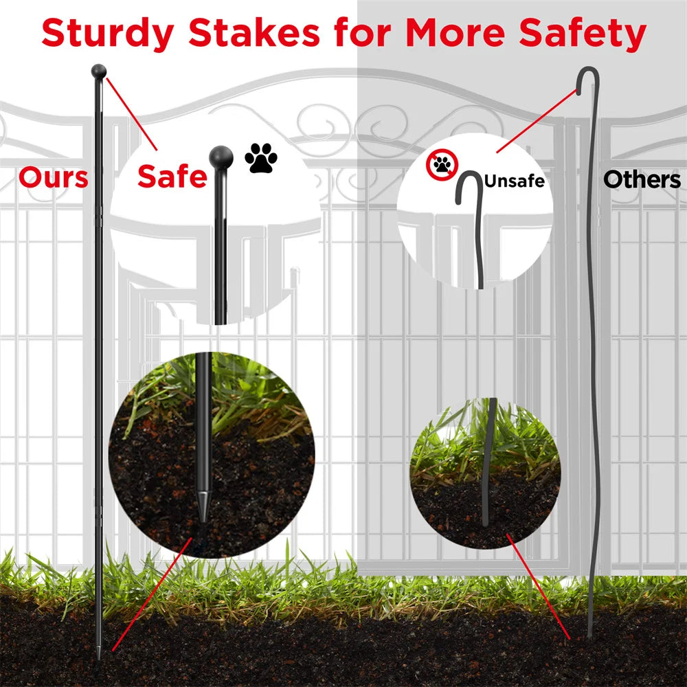 Heavy Duty Dog Playpen 8 Panels Pet Animal Dog Kennel Pen Fence Enclosure Cage Metal Camping Pet Puppy Run Fences Grid with Door