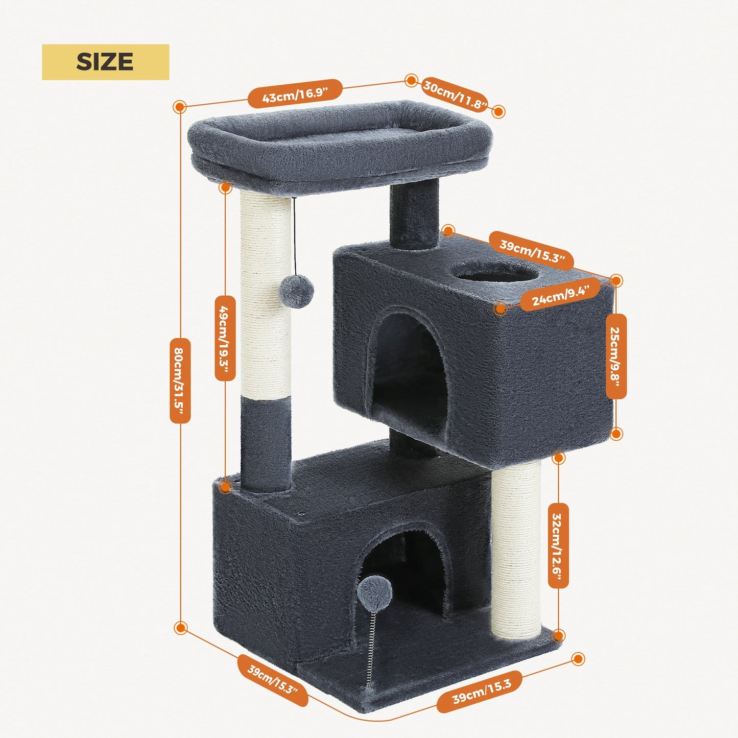 Large Cat Tree for Indoor Cats Multi-Level Cat Tower with Spacious Condos Sisal Scratching Pad Kitten House Accessories Cat Toys