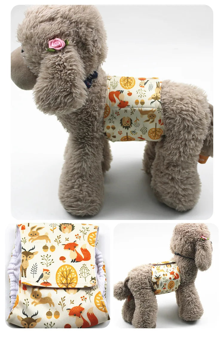 Cartoon Reusable Animals Pet Dog Male Dog Physiological Pant Adjustable Sanitary Underwear Belly Wrap Band Cotton Diaper Puppy
