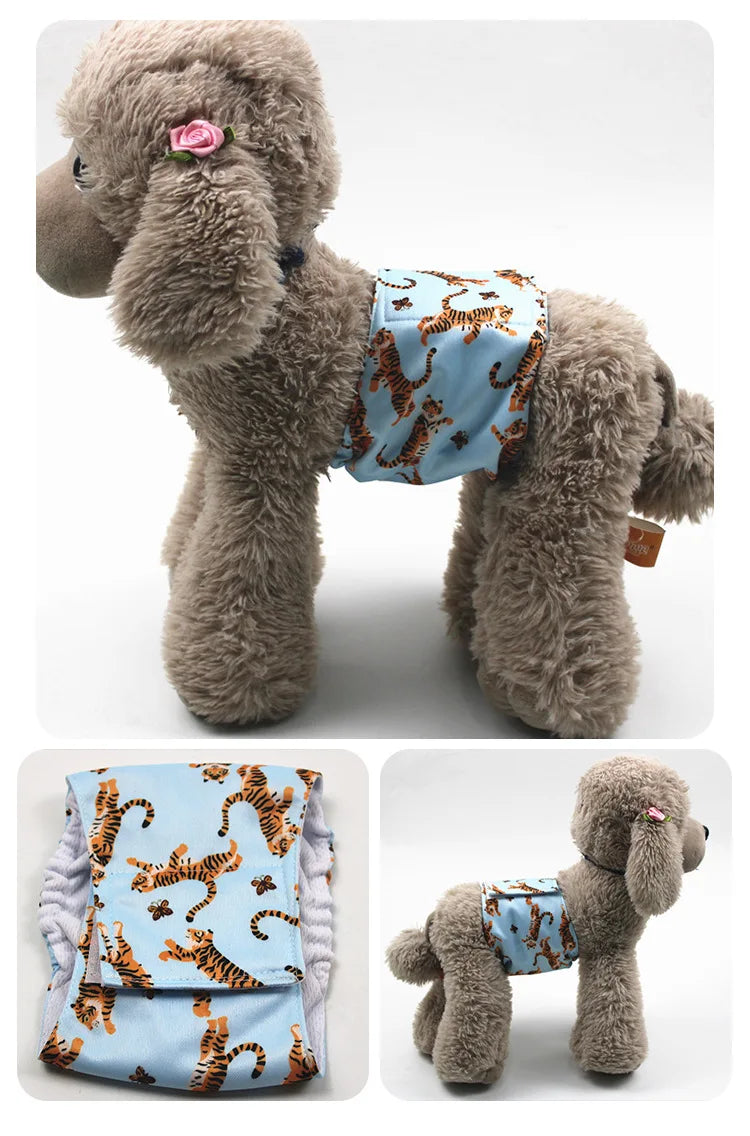 Cartoon Reusable Animals Pet Dog Male Dog Physiological Pant Adjustable Sanitary Underwear Belly Wrap Band Cotton Diaper Puppy