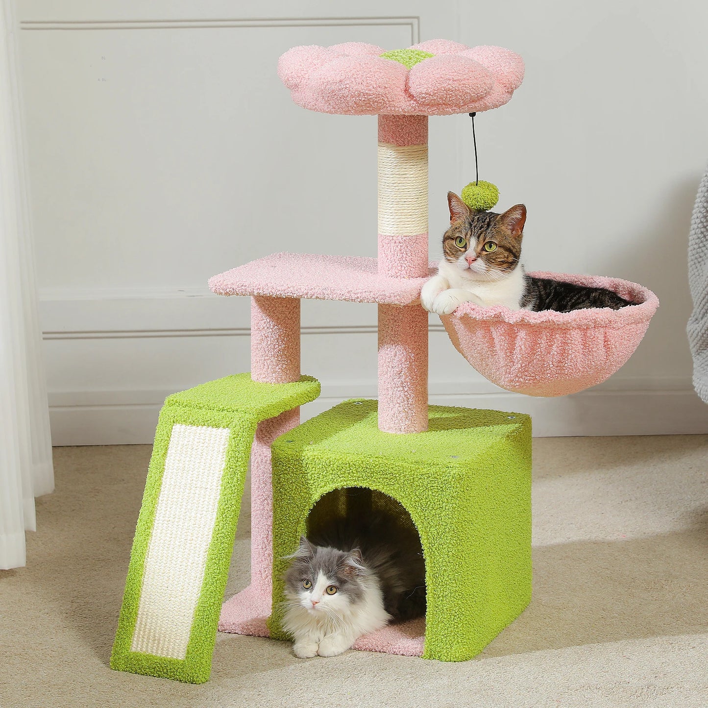 Small Cat Tree Cat Tower with Natural Sisal Scratching Post,Spacious Top Perch,Privite Cat Condo Perfect for Indoor Cats,Cat Toy