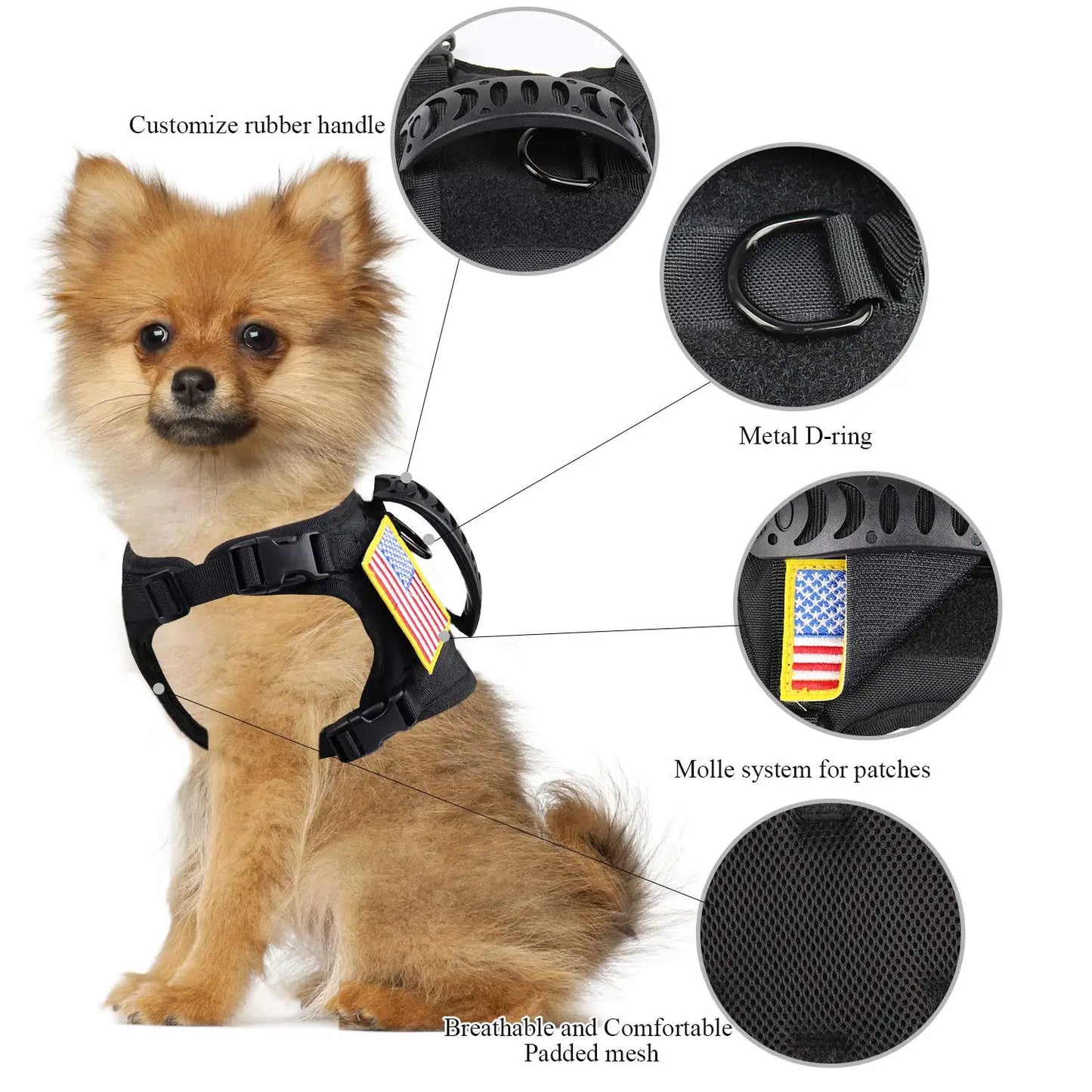 Tactical Puppy Harness Leash Set For Small Dogs Adjustable Cat Harnesses Vest For Training Walking Military Cats Dog Accessories