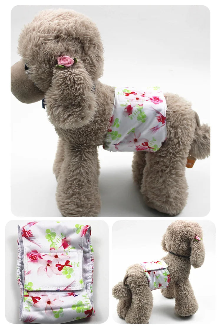 Cartoon Reusable Animals Pet Dog Male Dog Physiological Pant Adjustable Sanitary Underwear Belly Wrap Band Cotton Diaper Puppy