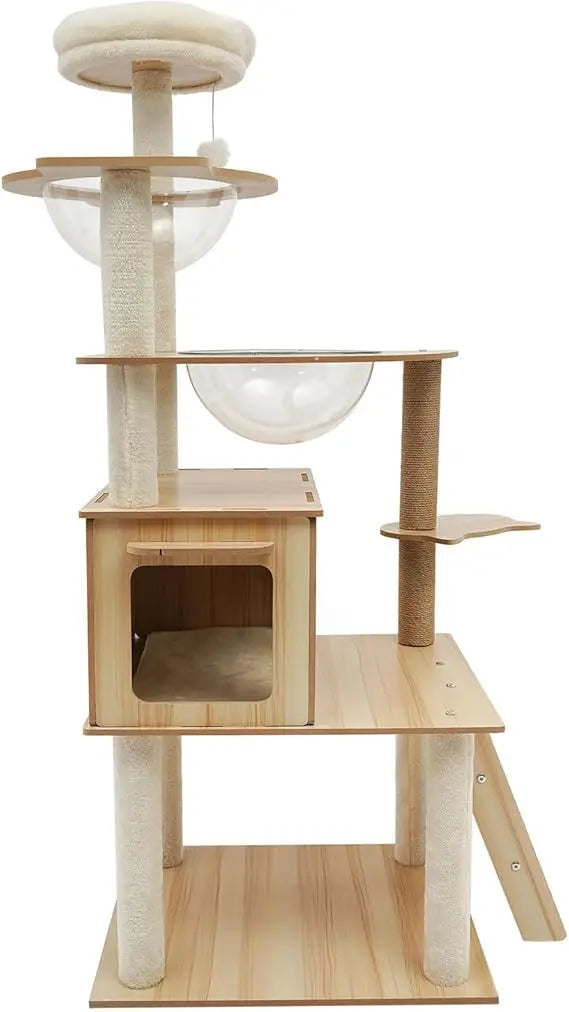 Cat Tree Tower for Indoor Cats 5-Tier Cat Tower Scratching Post Cat Climbing Frame with Climbing Steps and Swing Ball Pet Condo